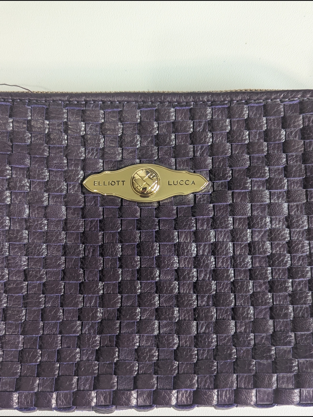 Elliott Lucca NWT 100% Cow Leather Woven Purple Shoulder Bag - Picture 3 of 16